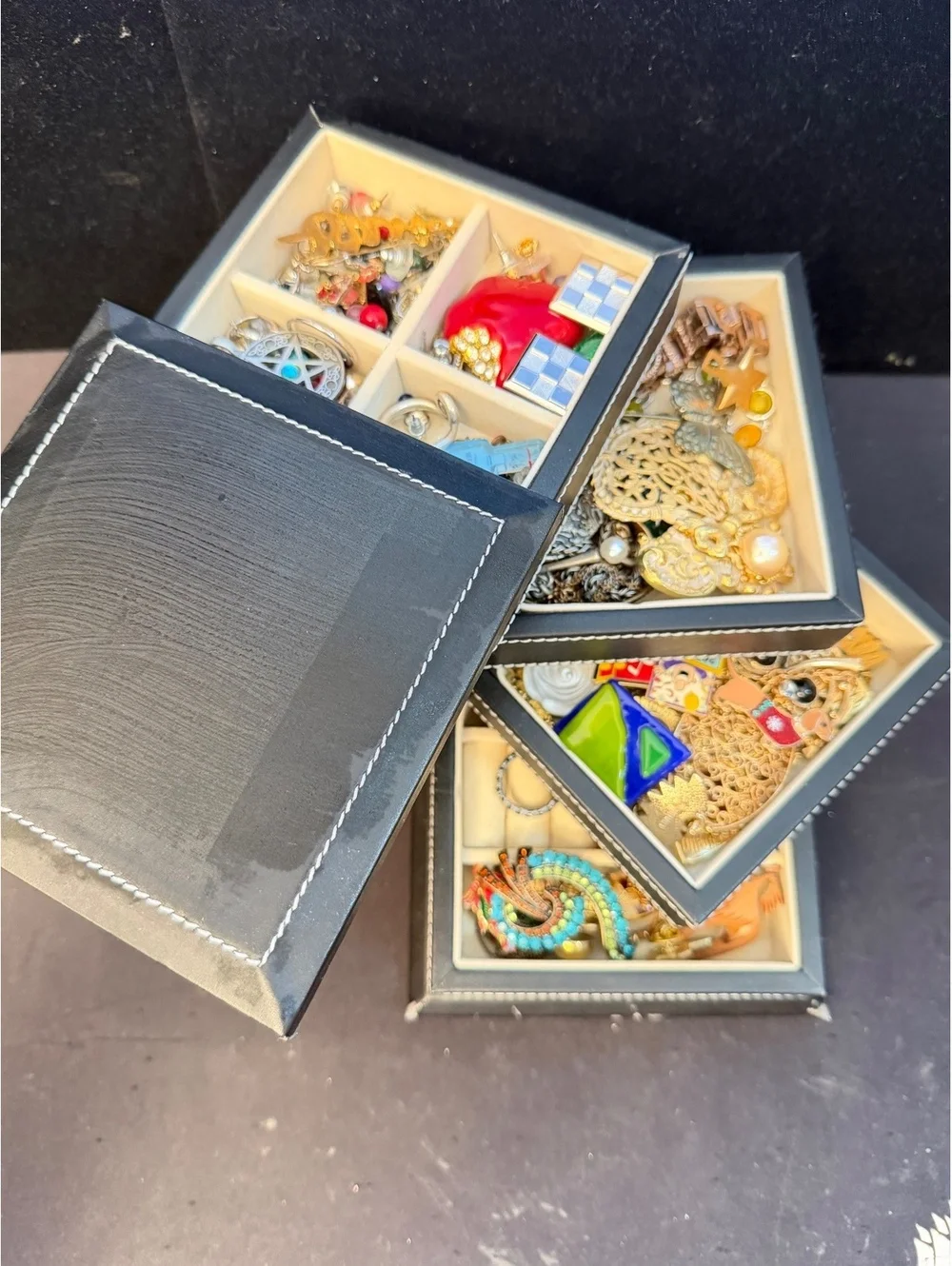 Black jewelry box with jewelry origami [COPY]
